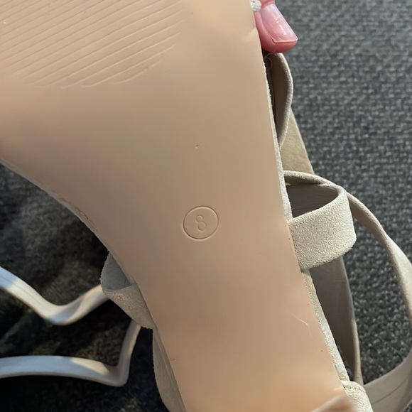 Nude heels with ribbon tie! Never worn - Picture 3 of 4